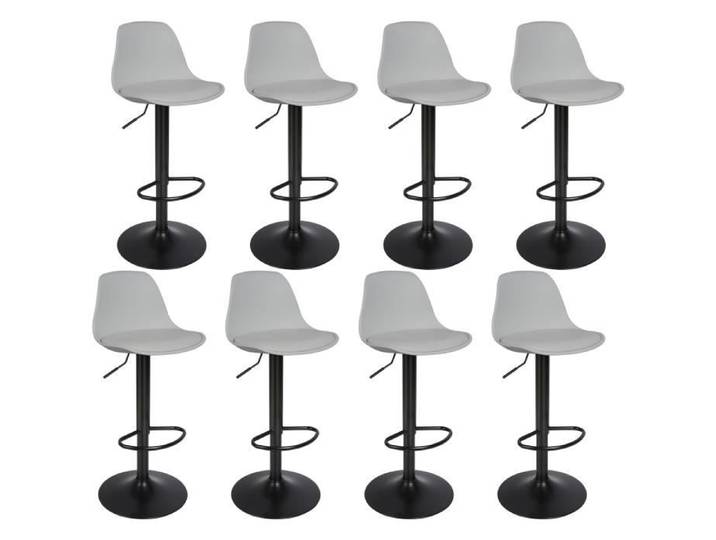 Lot de 8 tabourets de bar en cuir gris - HOMEWELL - Réglable en hauteur - Intérieur