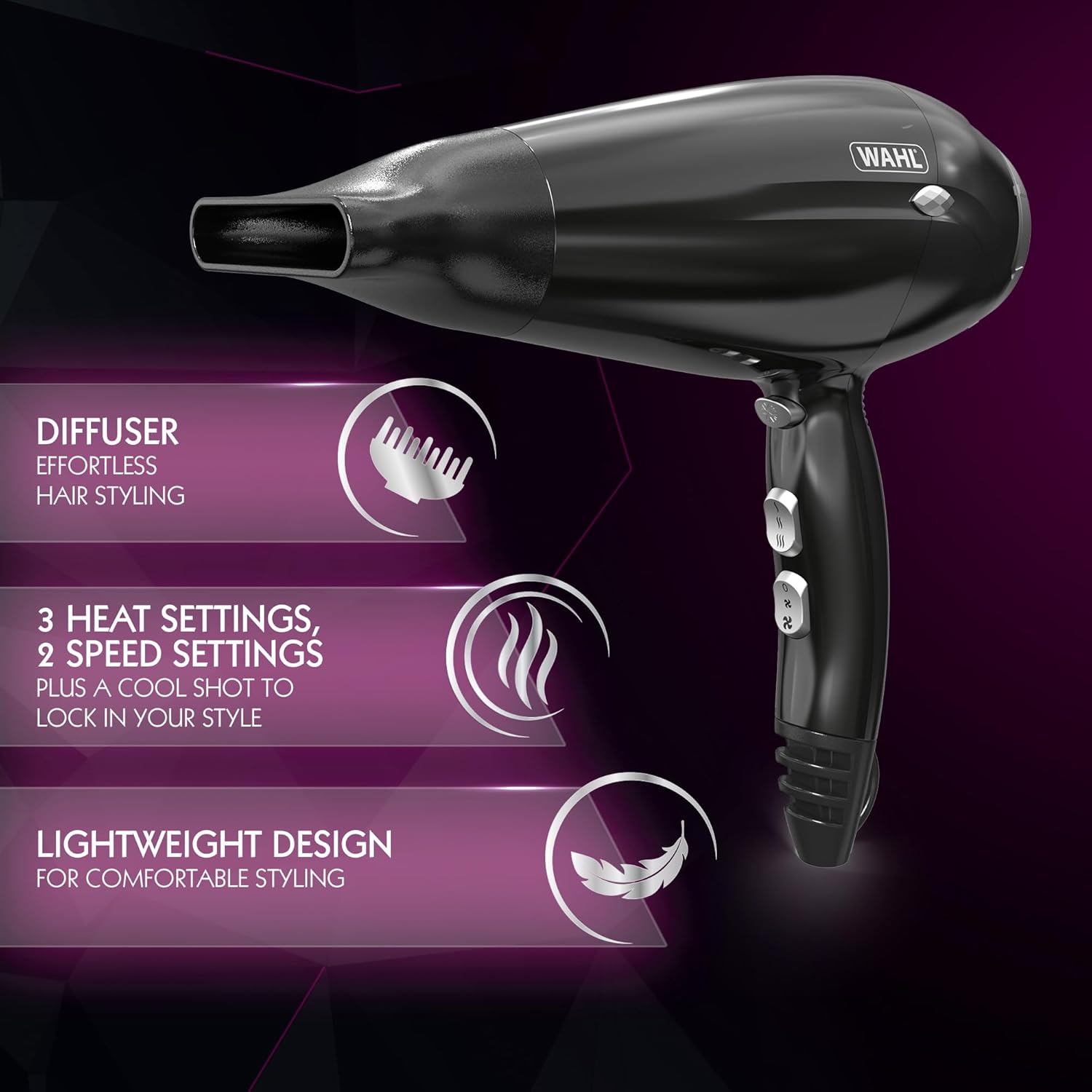 Wahl Power Shine Dryer, Cool Shot Button, 3 Heat and 2 Speed Settings