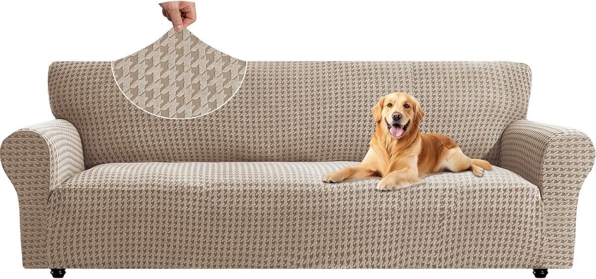 Stretch Bankhoes Universele Bankovertrek voor 4 Zits Sofa - Khaki