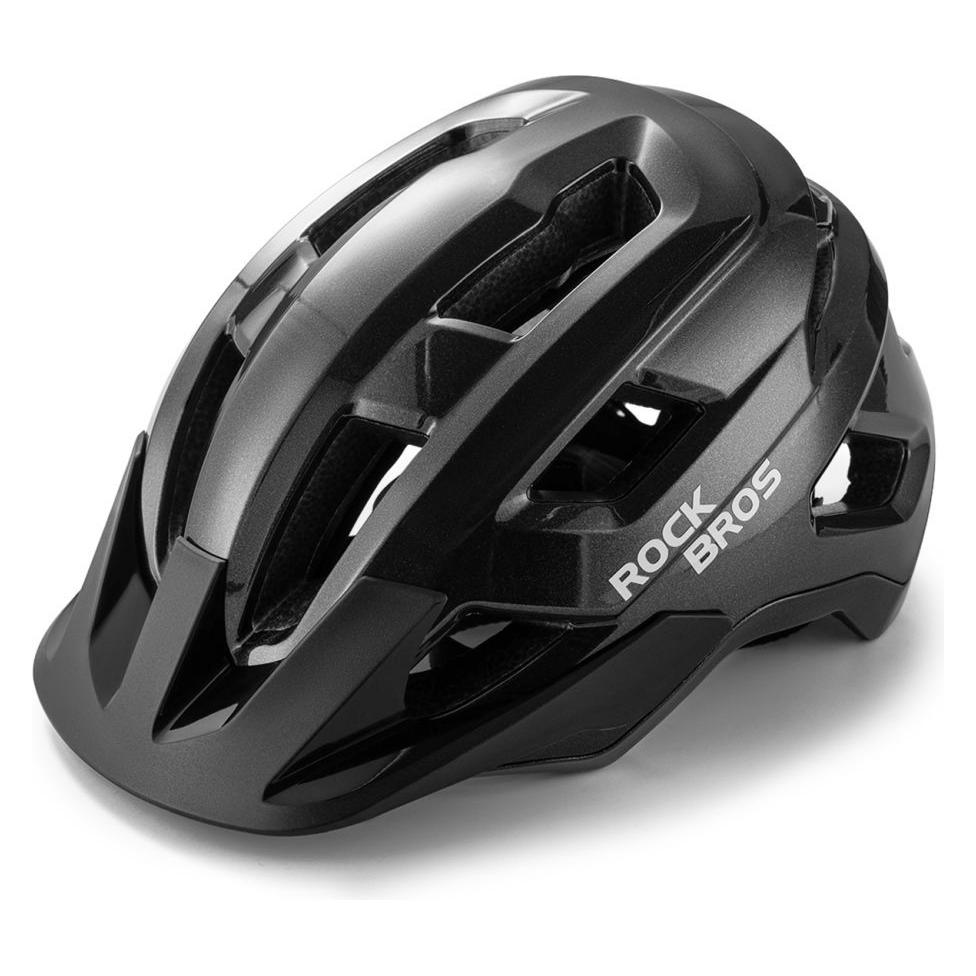 Rockbros Kask rowerowy LK-67 młodzieżowy z odpinanym daszkiem 54-58 cm - czarny (54 - 58 cm) (5907769382345)