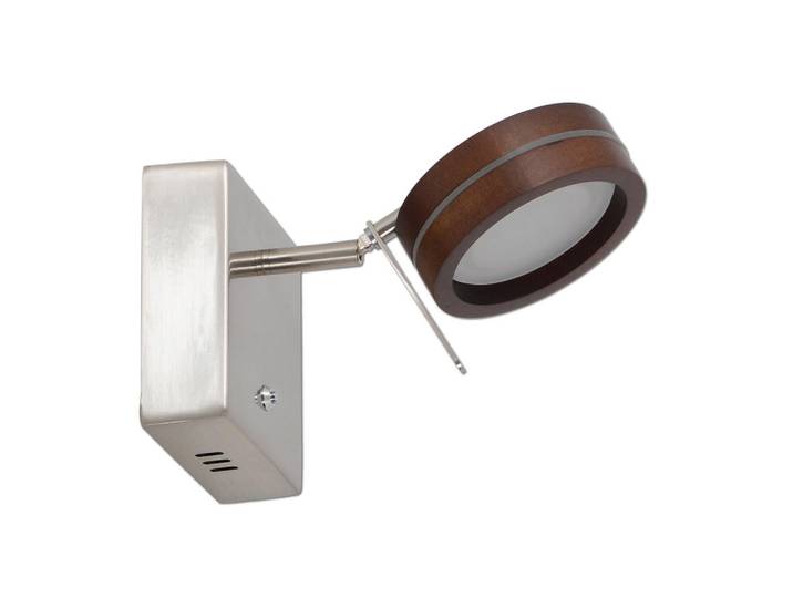 Näve Led-Wandleuchte Triberg, Braun, Holz, Metall, Eiche, rund, 11x11x19 cm, schwenkbar, Lampen & Leuchten, Innenbeleuchtung, Wandleuchten, Wandlampen mit Schwenkarm