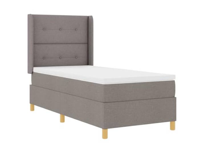 KTHLBRH Einzelbett 90 x 190 cm mit verstellbarem Kopfteil taupe Goldene Beine, Taschenfederkernmatratze, Holzrahmen, 140 kg Tragkraft