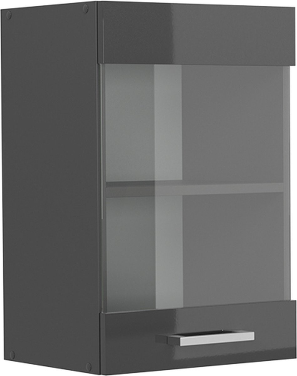 Vicco R-Line Glazen Keukenkast Antraciet Hoogglans