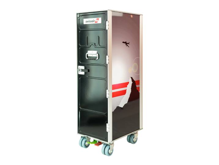 Airline Trolley Swissair, Aviatik-shop, silber/rot/schwarz, Aluminium