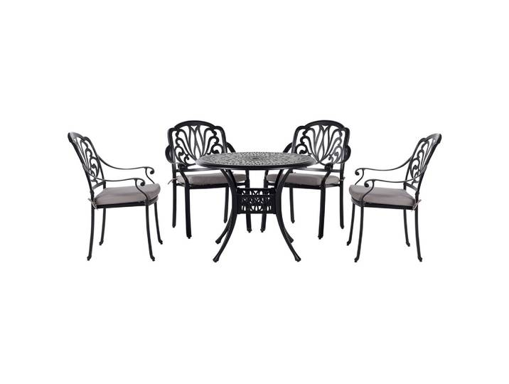 GARTENMÖBEL SET 4-Sitzer Aluminium schwarz Ancona