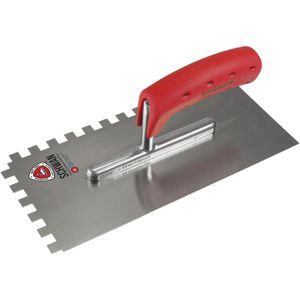 Schwan Zahnkelle 6204511, Standard, aus rostfreiem Edelstahl, 280 x 130 mm, mit Kunststoffgriff, Zahnung 10 x 10 mm