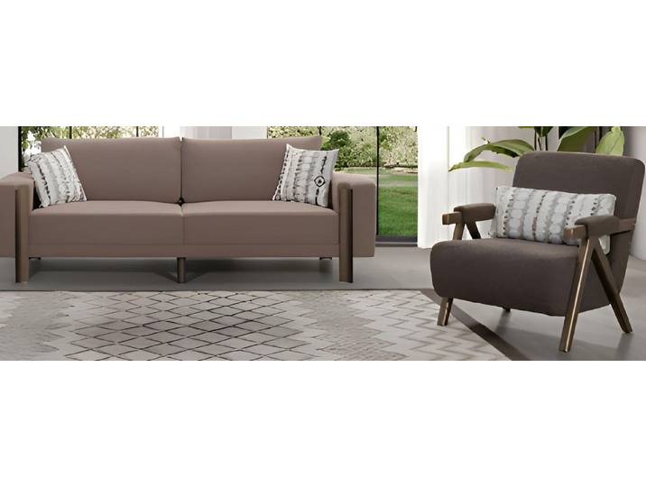 Xlmoebel Polstergarnitur Luxuriöses braunes Sofa-Set mit Holzrahmen für modernes Wohnen, (Sofa-Set, 2-tlg., 4-Sitzer Sofa-Set), Made in Europa