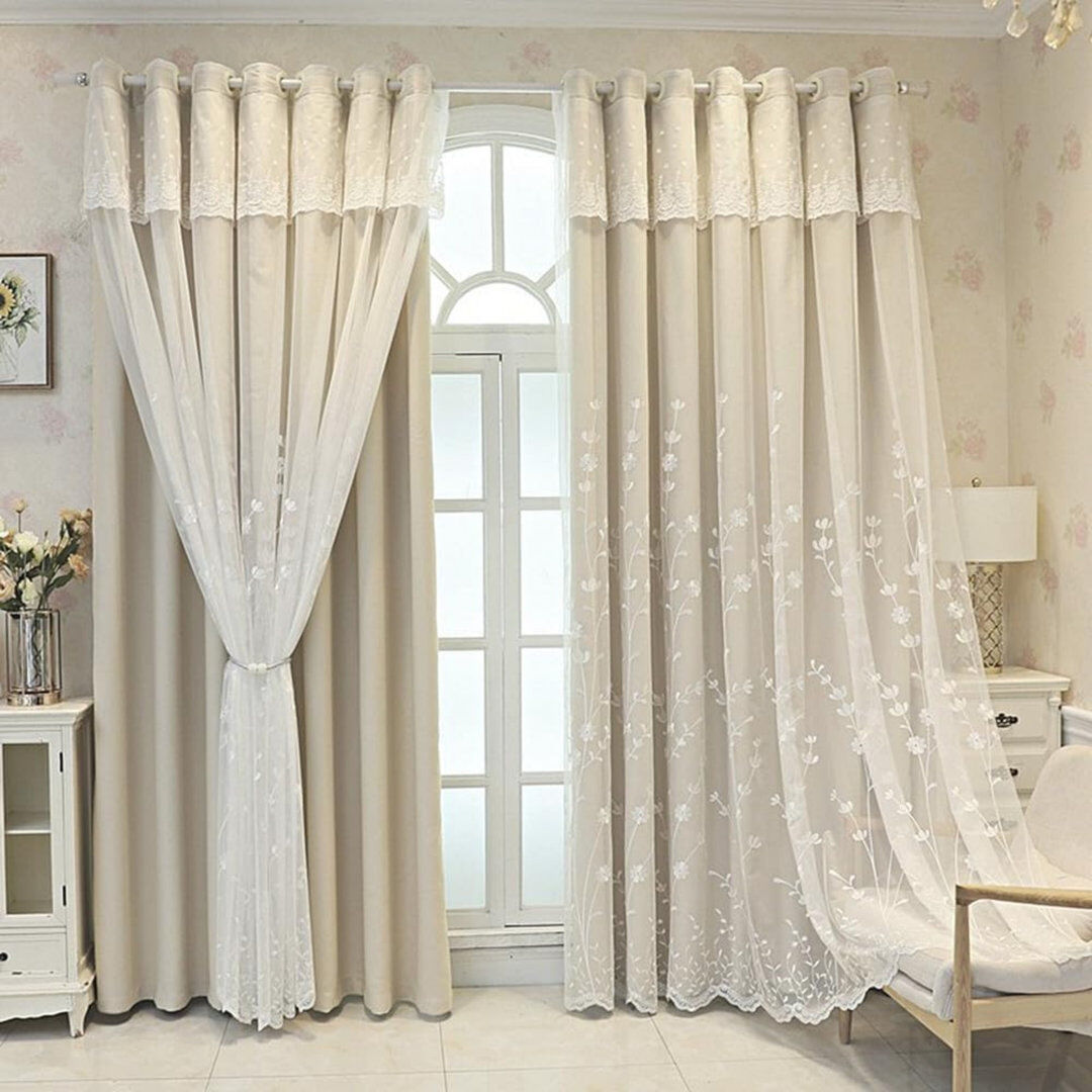 Lily Manor Room Darkening Curtain Panel Pair Beige 167cm W X 230cm H