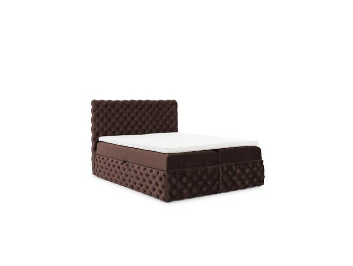 Home Collective Boxspringbett mit zwei Stauraum 200x200 cm in Braun, 200x200 cm, Schlafzimmer, Betten, Boxspringbetten