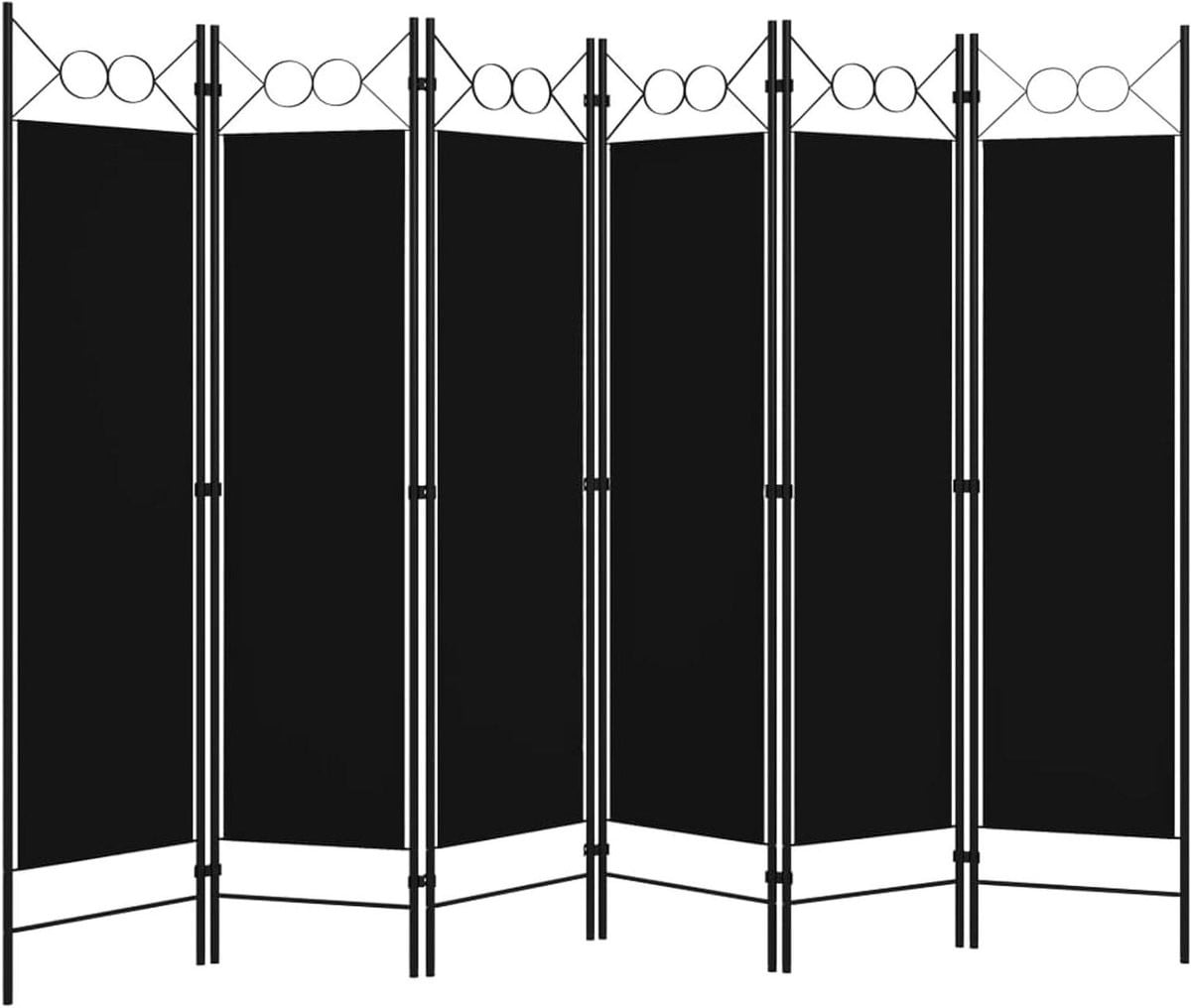 6-delige opvouwbare room divider privacy screen zwart