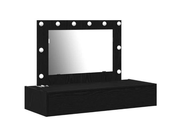 FAF-NEUF* Coiffeuse de chambre Table de maquillage murale avec lumières LED - chêne noir - JUIN434501