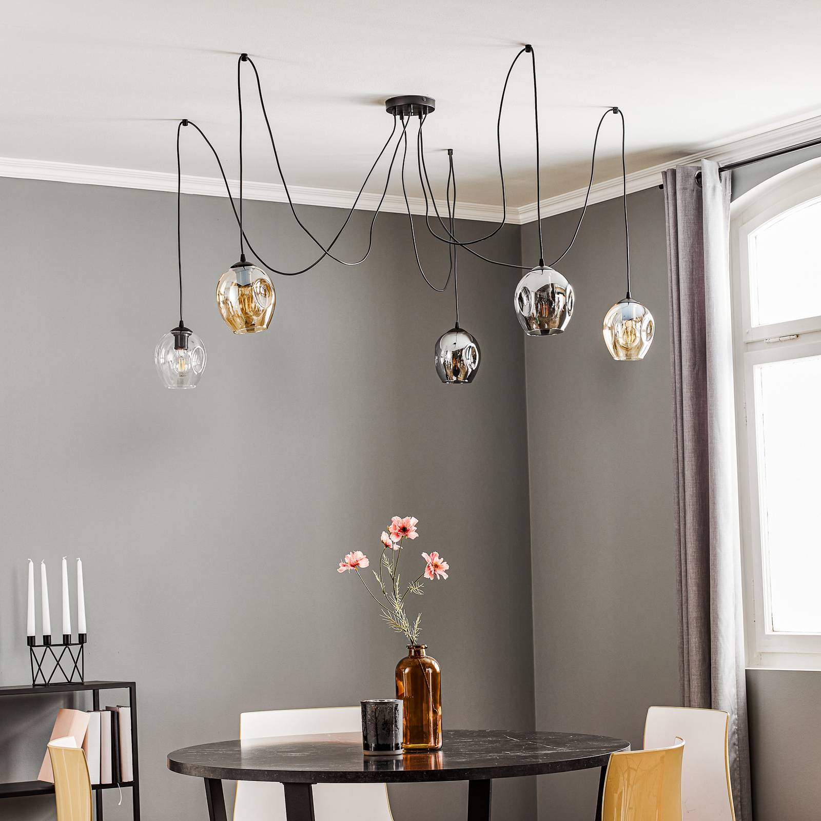 Glass Pendant Light Starla EMIBIG LIGHTING, dimmable, Black, Living / Dining Room, Glass, Modern, Ceiling Light