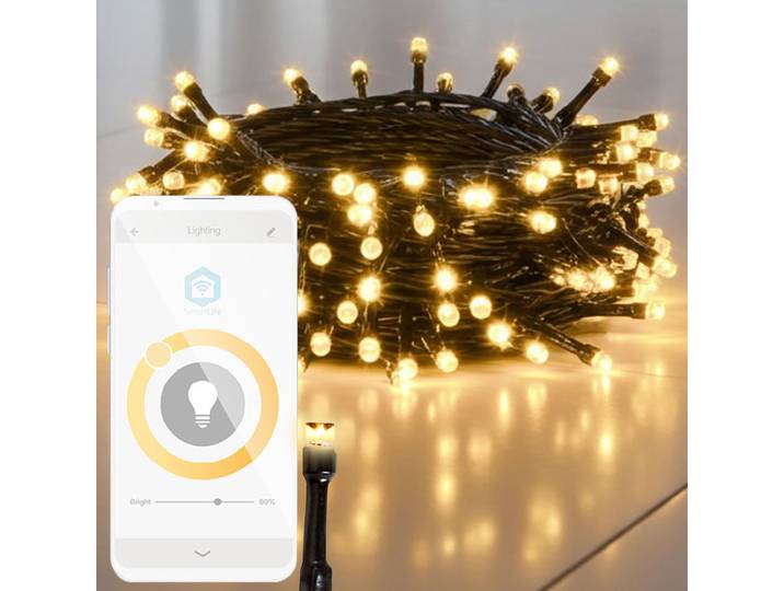SmartLife LED Lichterkette, 100 LEDs, dimmbar, 7 Lichtmuster, IP65, 10 m