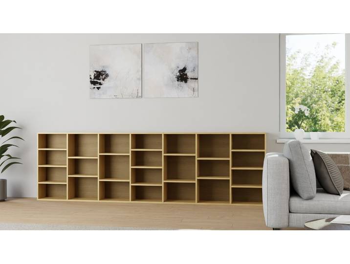 Bibliothèque basse sur mesure - buffet avec beaucoup d'options Mélaminé premium Chêne
