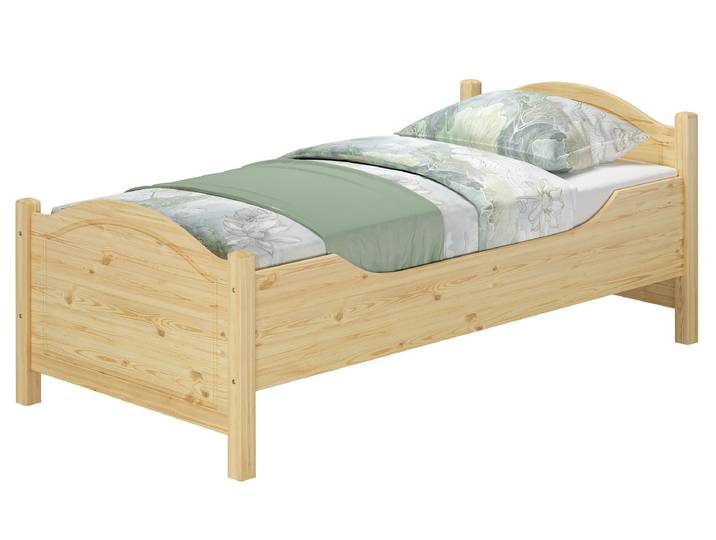 Hohes Seniorenbett Landhausstil 100 x 200 cm Einzelbett Kiefer Massiv