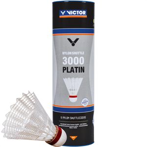 VICTOR Badminton-Bälle Nylon Shuttle 3000 Platin, Spielball, schnell, weiß, 6 Stück
