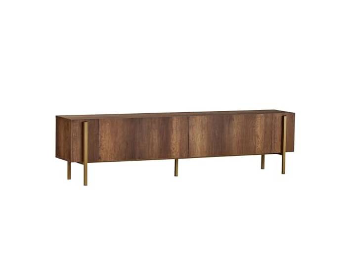 Modernes TV-Möbel, Barok Walnut Gold, 180 x 30 x 45 cm 100% melaminbeschichtete Spanplatte, 18 mm dick robuste Metallbeine (20x20 mm) stilvoll & funktional für Wohnzimmer & Unterhaltungsbereiche