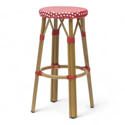 Bistromania Barhocker RIVOLI - Aluminium und geflochtenes Polyethylen - Rot und Weiß - Ø56 x 74 cm
