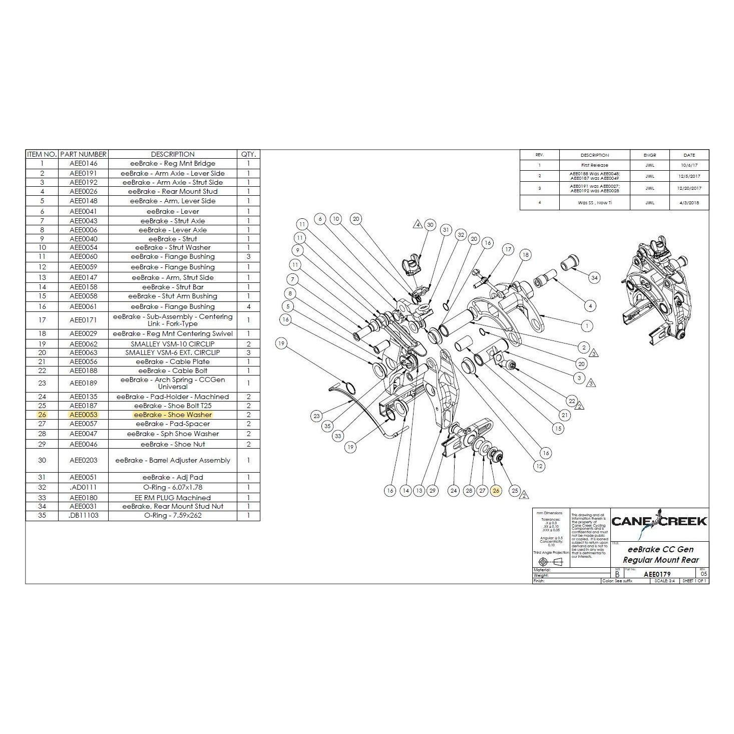 Cane Creek Unterlegscheibe Bremsschuhschraube, eeBrake Bremse (35239614)