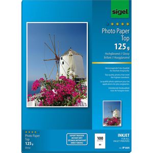 Sigel Fotopapier IP 664 Top, für Inkjet, A4, 125 g/m², hochglänzend, 100 Blatt