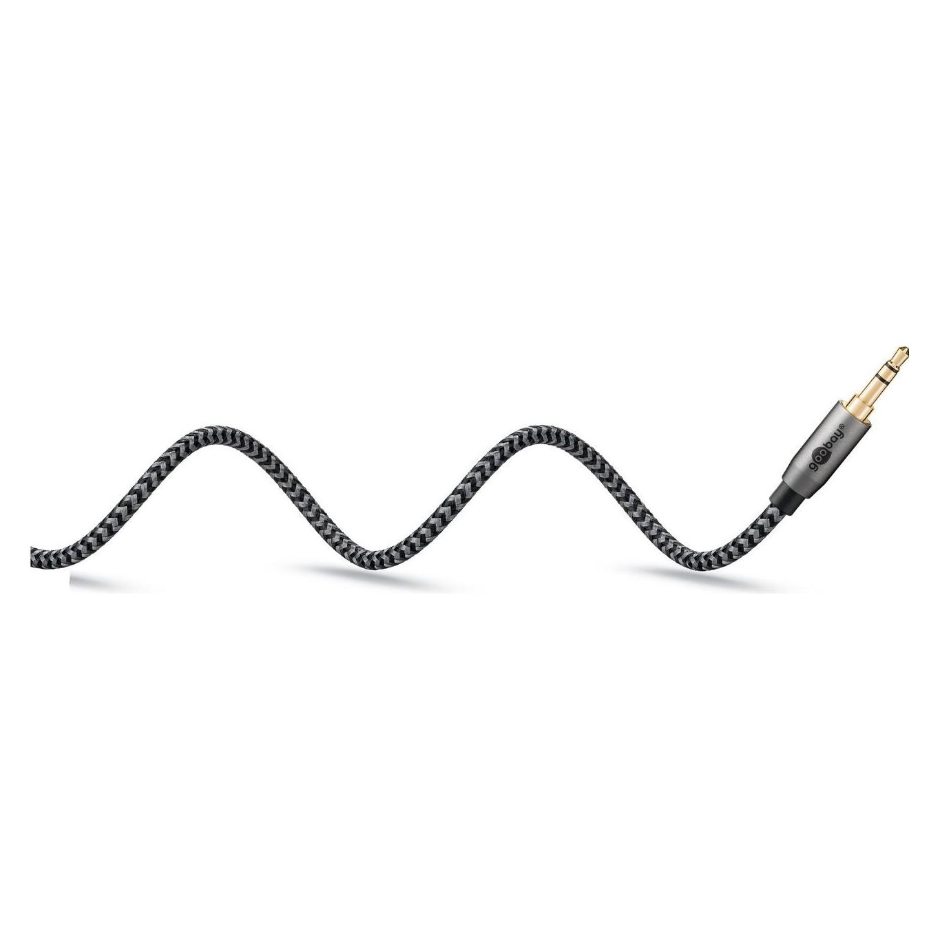 Goobay Audio Verbindungskabel AUX, 3,5 mm stereo, 90°, 3 m, Sharkskin Grey (3 m, AUX Kabel) (65282)