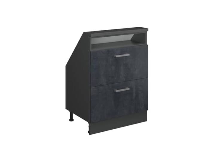 Vicco Dachschrägenschrank Rion , Schwarz Beton/Anthrazit mit 2 Schubladen Robuste Front · Tiefe 46 cm · Höhenverst. Füße · 2 Schubladen · Für verschiedene Dachneigungen