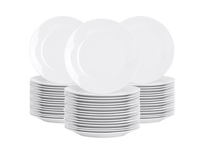Argon Tableware 48X Weiß Breitrandig Nachtisch/Klein Abendessen Platte 19cm (7.5 ) - Nachtisch Portion Abendessen Set Brot Platte - Mikrowelle & Spülmaschinenfest