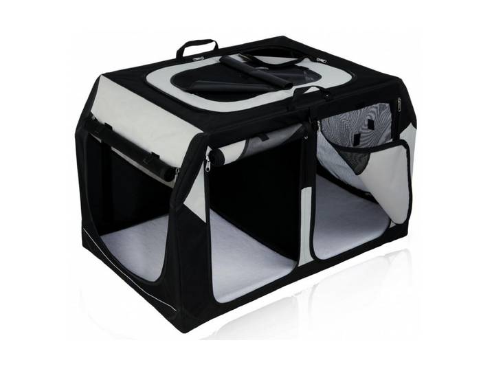 Tiertransportbox TRIXIE Vario Double S , grau (grau, schwarz), B:91cm H:60cm T:61cm, Metall, Polyester, Tiertransportbehälter, Tiertransportbox