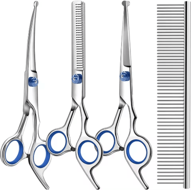 Inspire Picks Professional 4 in 1 Pet Grooming Scissors Set Pet Grooming Scissors Kit For Cats & Dogs 4pcs Set