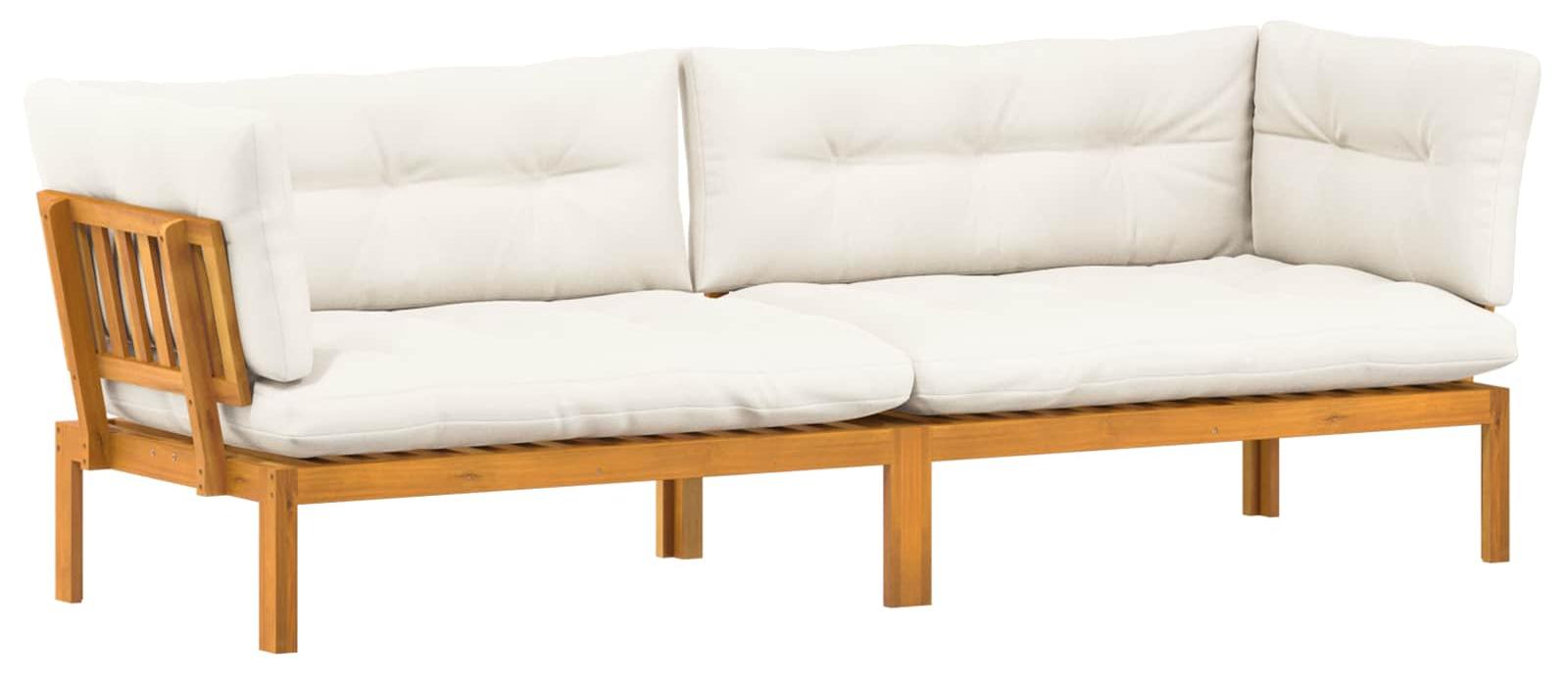 vidaXL Garten Pallet Sofa Einheiten 2 Stück Natürlich und Cremweiß