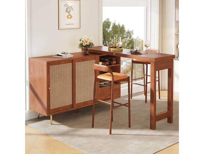 Table debout rotative 360° - Design extensible - MDF - Marron - Capacité 60 kg