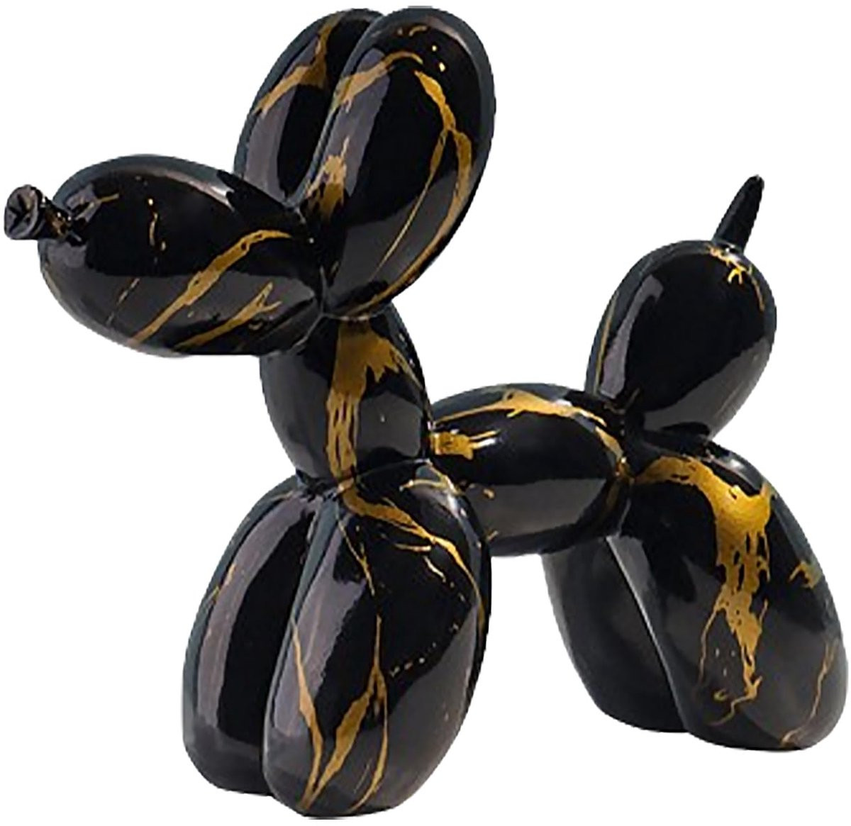 Hond Ballon Sculptuur met Glanzend Graffiti Design - Hondenfiguur van Hars voor Bureau Decoratie - B/D/H: 21 x 8,6 x 17 cm