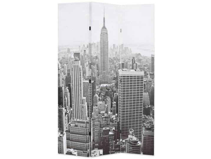 vidaXL Raumteiler Raumteiler klappbar 120 x 170 cm New York bei Tag Schwarz-Weiß, 1-tlg., Raumteiler klappbar 120x170cm New York bei Tag Schwarz Weiß Paravent