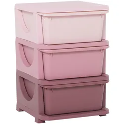 AUFBEWAHRUNGSBOXEN für Kinder, 3 große Schubladen, Kunststoff, Rosa