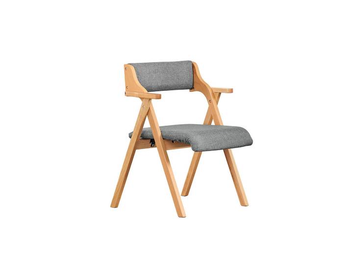 SoBuy Klappstuhl aus massivem Buchenholz mit Polsterung, Grau, Holz, 61.5x77.6x56 cm, Esszimmer, Stuhl, Klappstühle