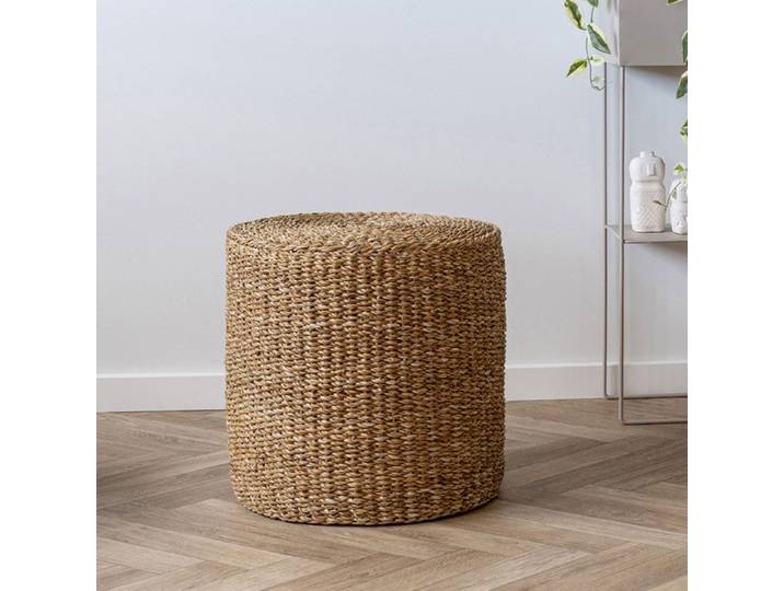 Pouf rond 40x40 cm en fils de jute tissés naturel