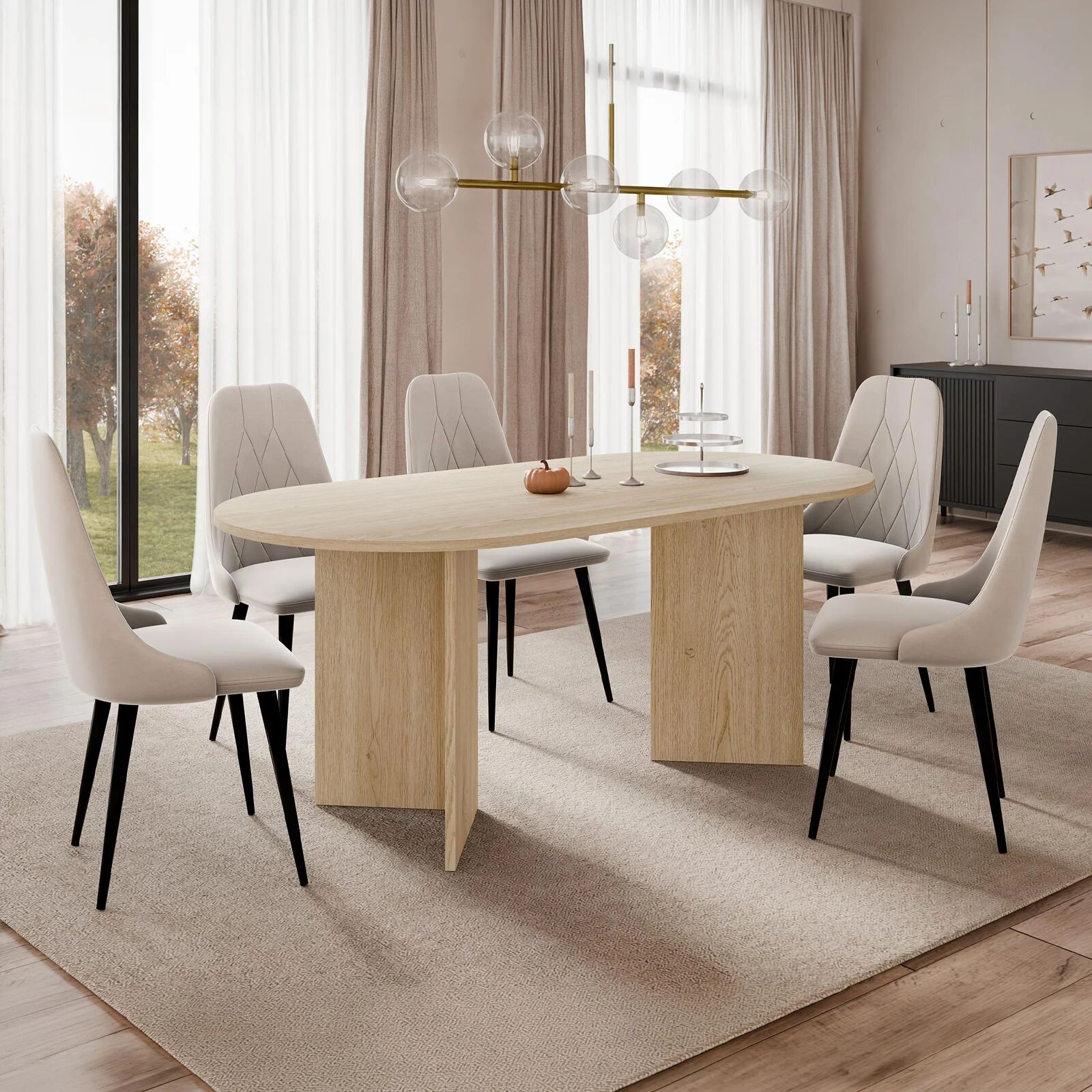 garneroarredamenti Tavolo da pranzo 185x90cm ovale rovere Elden