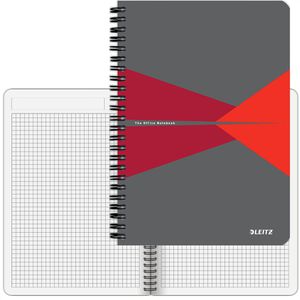 Leitz Collegeblock Office rot, 4458-10-25, A5, Rand rundum 80 g/m² 90 Blatt mit Kopfzeile kariert