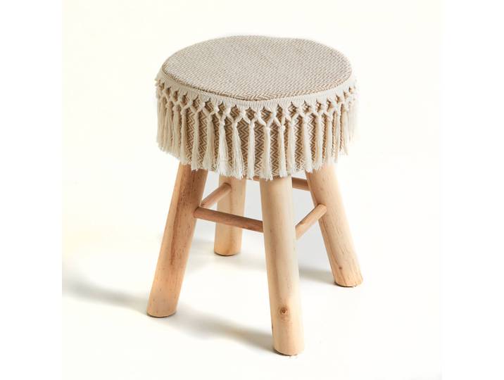 Tabouret en bois, assise tressée - Blancheporte