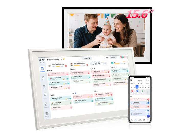 Calendrier numérique électronique 15,6 pouces et tableau de planning interactif intelligent à écran tactile pour l'horaire familial
