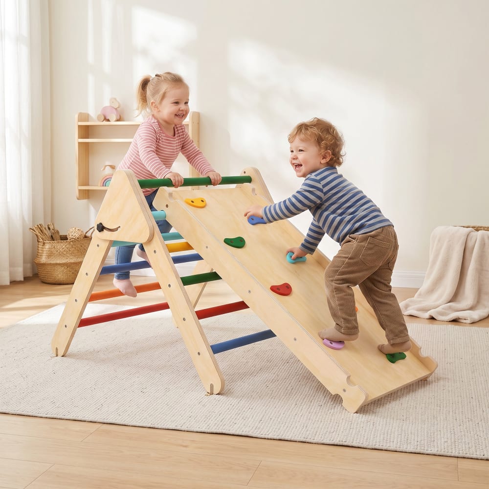 AIYAPLAY Triangle escalade enfants 3 en 1 rampe double-face pin multicolore Multicolore 147x63x65cm