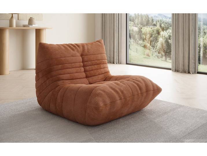 Designer Sofa-Sessel Calmo in Cord - Hellgrau - Cord - Luxusbetten24