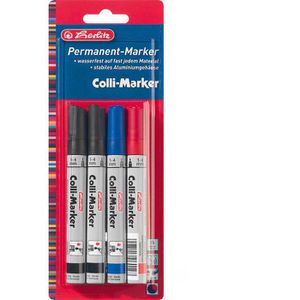Herlitz Permanentmarker 8665804 Colli-Marker, Strichbreite 1 - 4 mm, farbig sortiert, 4 Stück