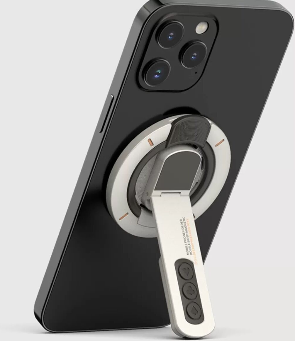 INF Magnetischer Handyringhalter & Ständer – Doppelseitiger, magnetischer, um 360° drehbarer Klebe-Handyständer Silber