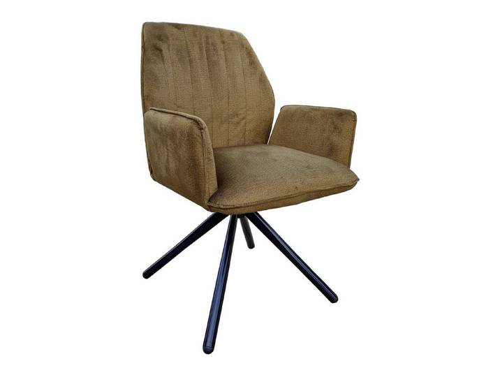 einrichtungsdesign24 Esszimmerstuhl Drehbarer Esszimmer Polsterstuhl City Monolith Armlehnenstuhl, Stahlgestell schwarz lackiert, hochwertige Verarbeitung