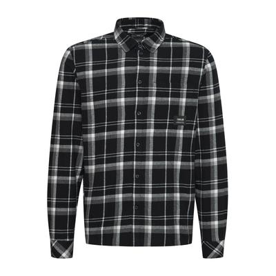 Flanellhemd SOLID "Flanellhemd SDBrandt", Herren, Gr. L, N-Gr, schwarz (true schwarz), Obermaterial: 100% Baumwolle CO., Hemden