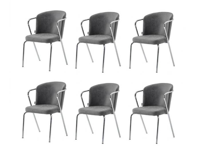 JVmoebel Esszimmerstuhl Stuhl-Set 6x Stuhl Grau Bequem Modern Stilvoll Weich Klassisch, Made in Europa