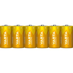 Varta Batterien Longlife 4114, Alkaline, 1,5V, 10 Jahre lagerfähig, C / Baby / LR14, 6 Stück