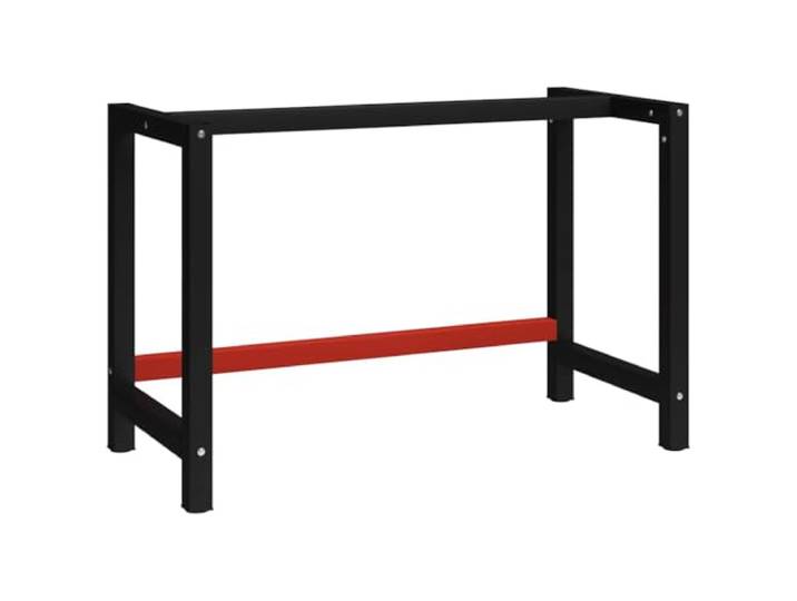 vidaXL Werkbankgestell, 120x57x79 cm, Metall mit Pulverbeschichtung, Schwarz & Rot, Industriestil, Für Büro oder Werkstatt, Robuste Tischbeine, Tischhalterung, Werkbankunterstützung