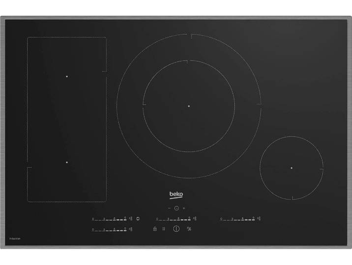 BEKO Induktions-Kochfeld HII 84700 UFTX , grau (silberfarben), B:78cm T:52cm, Kochfelder, Schnelle Induktionstechnologie für punktgenaues Kochen